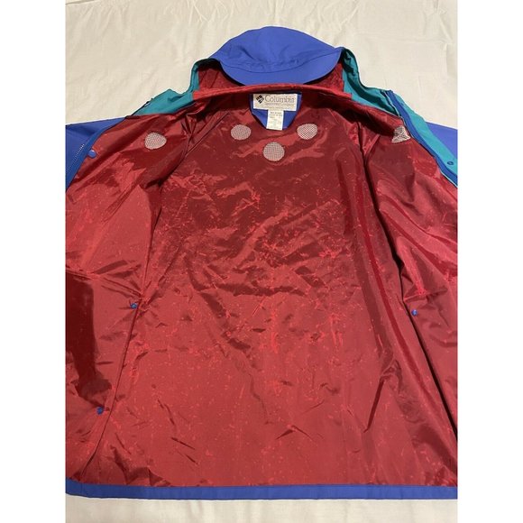 *SOLD* Vintage Style Vented Columbia Rain Jacket Blue Coat - Mens S/M - Picture 4 of 9